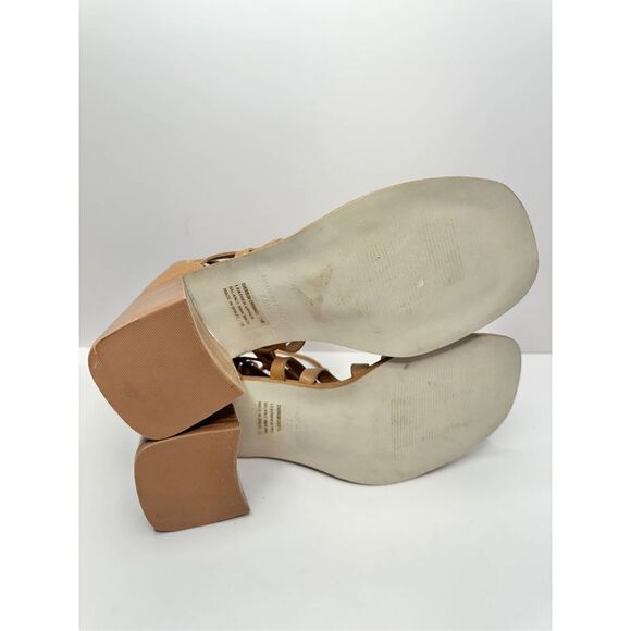 Steve Madden Sandals Size 7.5‎ Tan Leather Cherri Block Heel Strappy Heels - Picture 10 of 10